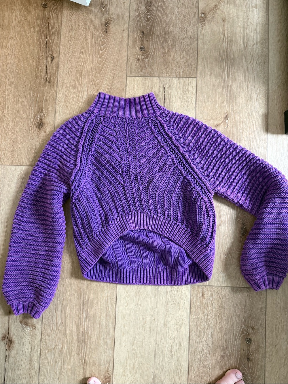 Free People Vibrant Purple Cable Turtleneck Sweater